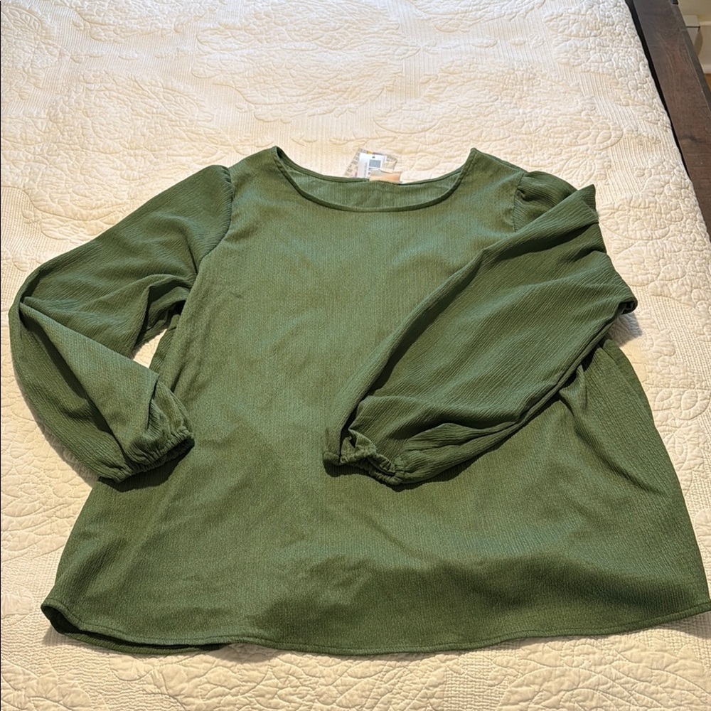 LuLaRoe Forest Green Blouse